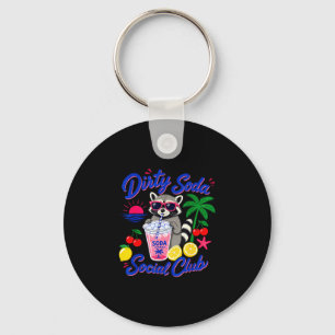 Retro dirty soda social club racoon summer key ring