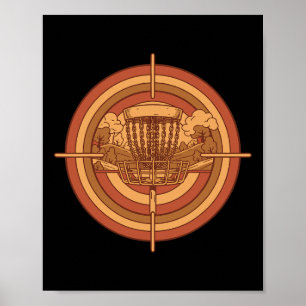 Retro Disc Golf Basket Target Flying Disc Golfing Poster