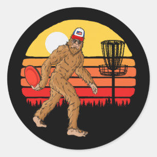 Retro Disc Golf Bigfoot Vintage Discus Sasquatch 8 Classic Round Sticker