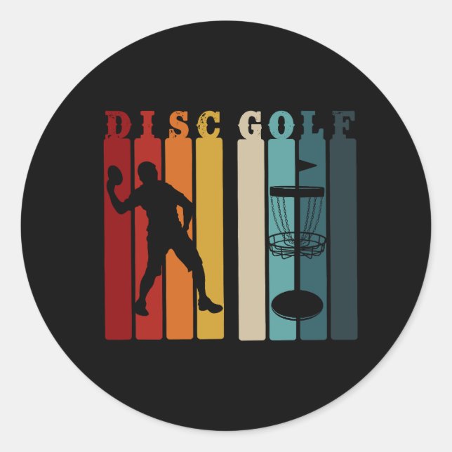 Retro Disc Golf Design | Frisbee Lover Classic Round Sticker (Front)