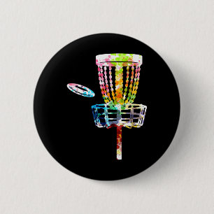 Retro Disc Golf Frisbee Sket Cart Disc Golf Player 6 Cm Round Badge