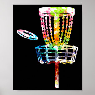 Retro Disc Golf Frisbee Sket Cart Disc Golf Player Poster