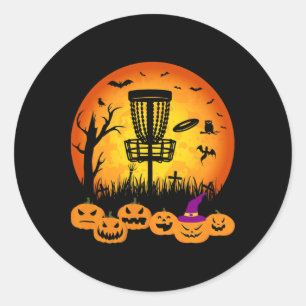 Retro Disc Golf Halloween Graveyard Scary Disc Gol Classic Round Sticker