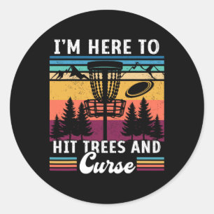 Retro Disc Golf Hit Trees And Curse Disc Golf Play Classic Round Sticker