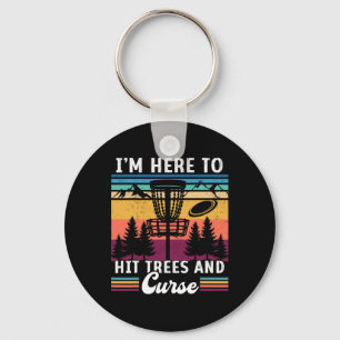 Retro Disc Golf Hit Trees And Curse Disc Golf Play Key Ring