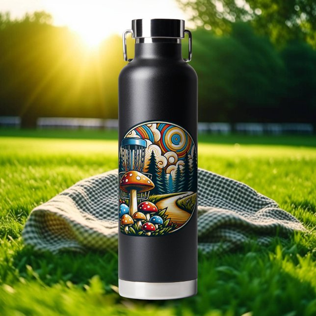 Retro Disc Golf Psychedelic Ai Art Water Bottle (Creator Uploaded)