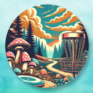 Retro Disc Golf Psychedelic Art Classic Round Sticker