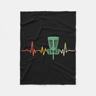 Retro Disc Golf Shirt, Vintage Heartbeat Disc Golf Fleece Blanket