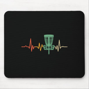 Retro Disc Golf Shirt, Vintage Heartbeat Disc Golf Mouse Pad