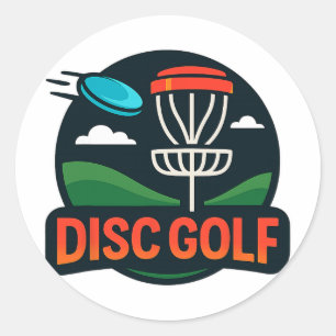 Retro Disc Golf Sket Flying Disc Design Graphic Classic Round Sticker