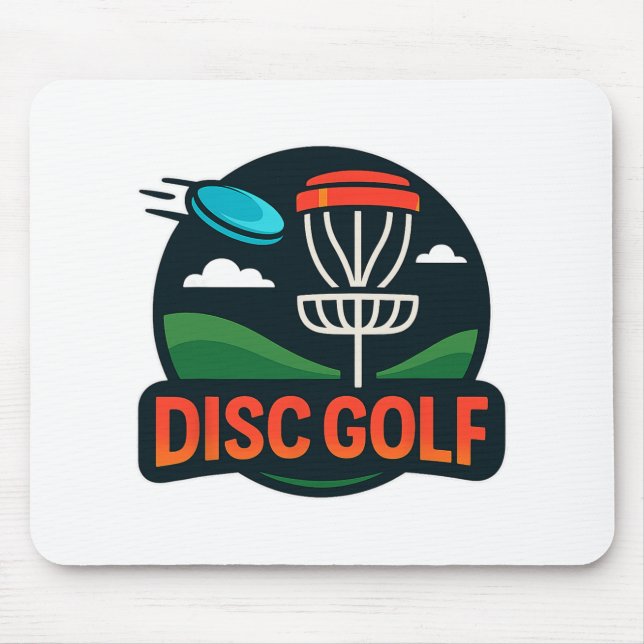 Retro Disc Golf Sket Flying Disc Design Graphic  Mouse Pad (Front)