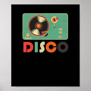 Retro Disc Jockey DJ Controllers Disco Vinyl Poster