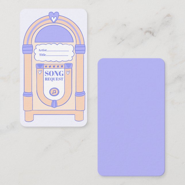 Retro Disco 90s Party Jukebox Song Request Card (Front/Back)