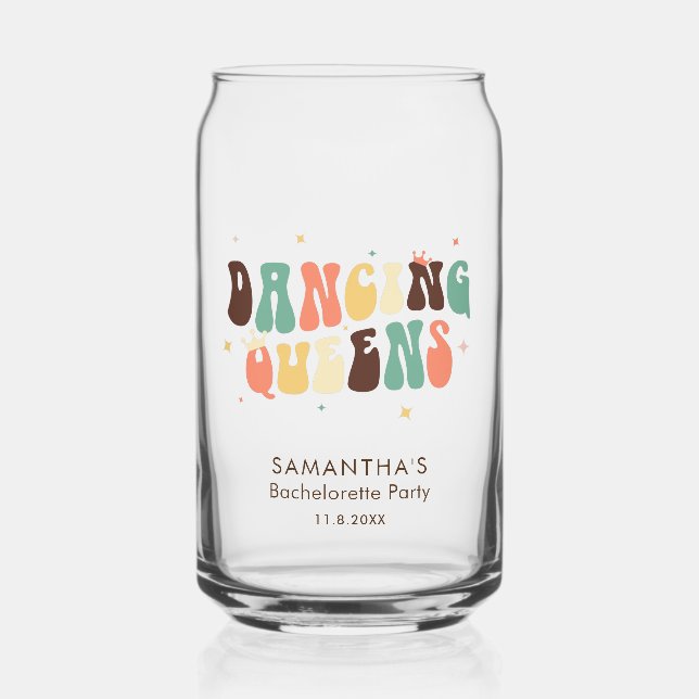 Retro Disco Bachelorette Party Custom Can Glass (Front)
