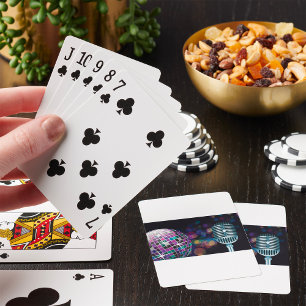 Retro Disco Ball and Vintage Microphone Playing Cards