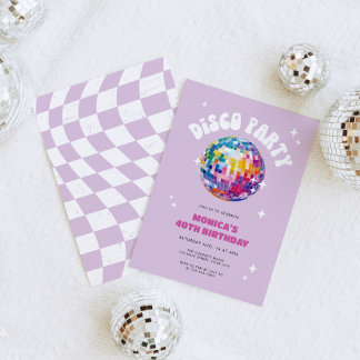 Retro Disco Ball Birthday Invitation