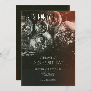 Retro Disco Ball birthday Invitation