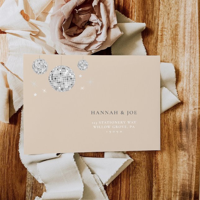Retro Disco Ball Bridal Shower Envelope (Envelope front view)