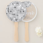 Retro Disco Ball Bridal Shower Photo  Hand Fan<br><div class="desc">Step back in time with our Retro Disco Ball Bridal Shower Invitations & Decor collection. Immerse yourself in the nostalgia of the 70s with muted beige and grey arches, enhanced by groovy silver glitter fonts. The iconic retro disco ball takes centre stage, evoking an era of disco glamour, all while...</div>