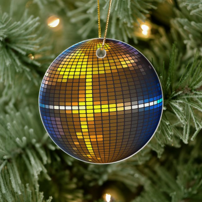 Retro Disco Ball Ceramic Ornament (Tree)