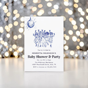 Retro Disco Ball Dancing Party  Blue Baby Shower Invitation