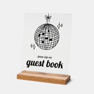 Retro Disco Ball Guest Book Acrylic Sign
