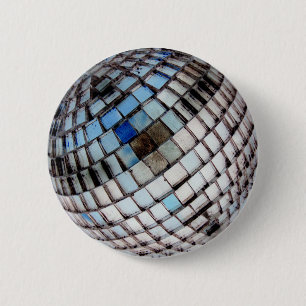 Retro Disco Ball Metal Mirror 6 Cm Round Badge