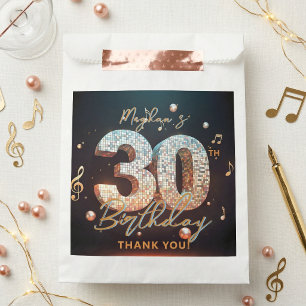 Retro Disco Ball Music 30th Birthday Thank You Favour Bag