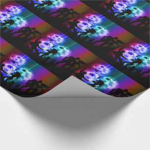Retro Disco Ball Party Theme with Rainbow Colours Wrapping Paper