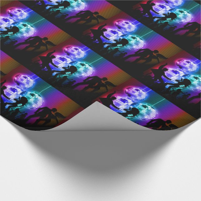 Retro Disco Ball Party Theme with Rainbow Colours Wrapping Paper (Corner)