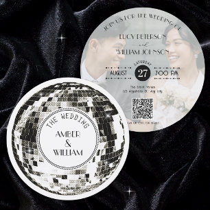 Retro Disco ball Photo Wedding Invitation