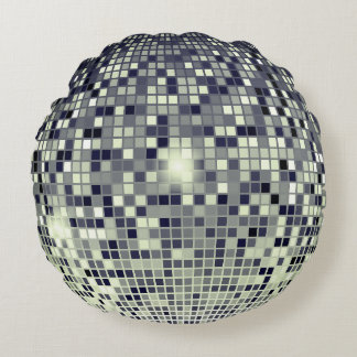 Retro Disco Ball Sparkle Mirror Round Throw Pillow