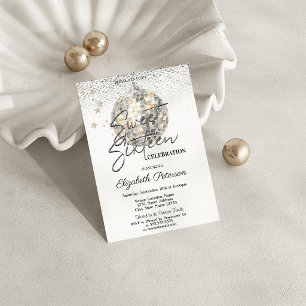 Retro Disco Ball Sweet 16 Invitation