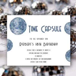 Retro disco Ball Time Capsule 1st birthday  Poster