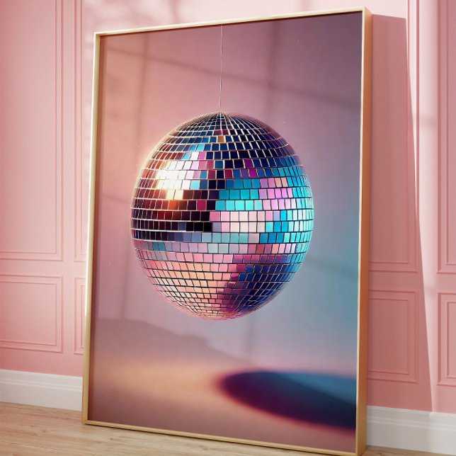 Retro Disco Ball Wall Art, Aesthetic 70s  Poster (Disco Ball)