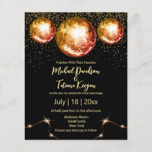 retro disco balls black wedding invitation flyer