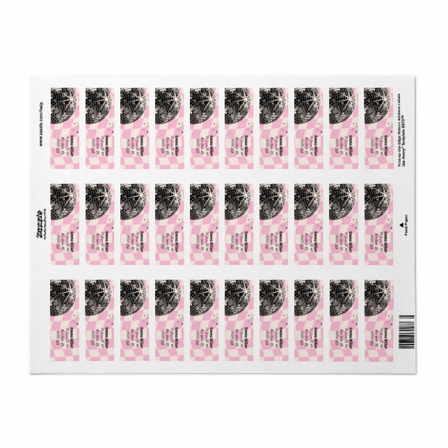Retro Disco Birthday Return Address Label (Full Sheet)