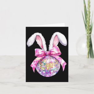 Retro Disco Byll Bunny Coquette Bow Easter Day Gir Card