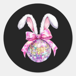 Retro Disco Byll Bunny Coquette Bow Easter Day Gir Classic Round Sticker