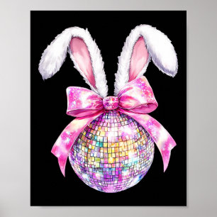 Retro Disco Byll Bunny Coquette Bow Easter Day Gir Poster