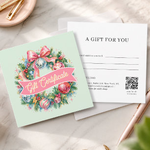 Retro Disco Christmas Wreath QR Code Gift Card
