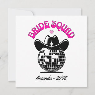 retro disco cowgirl bachelorette party bride squad invitation