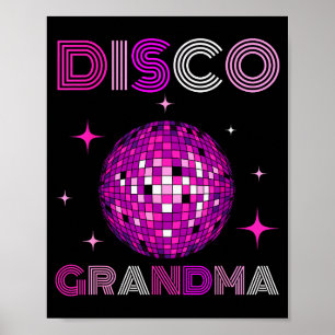 Retro Disco Grandma 70s 80s Dance Party Mirror Bal Poster
