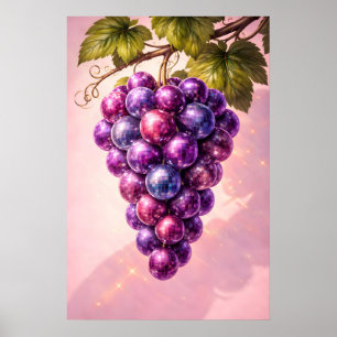 Retro Disco Grape Poster, Maximalist Pop Wall Art