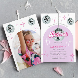 Retro Disco Groove Photo Bachelorette Party Invitation