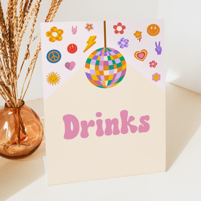 Retro Disco Groovy Drinks Table Party Sign (Creator Uploaded)