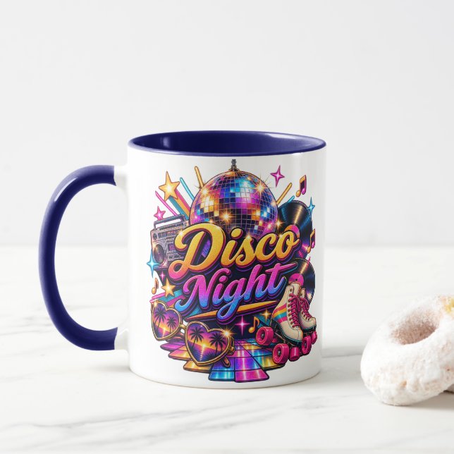 Retro Disco Night Two Sided Mug  (With Donut)