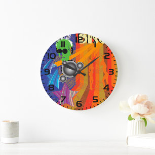 Retro Disco Party 70s Funk Art Large Clock