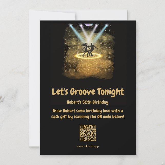Retro Disco Party QR Code Birthday Party   Invitation (Front)