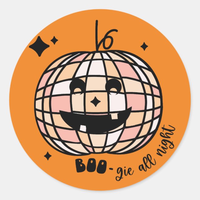 Retro Disco Pumpkin Halloween Sticker (Front)